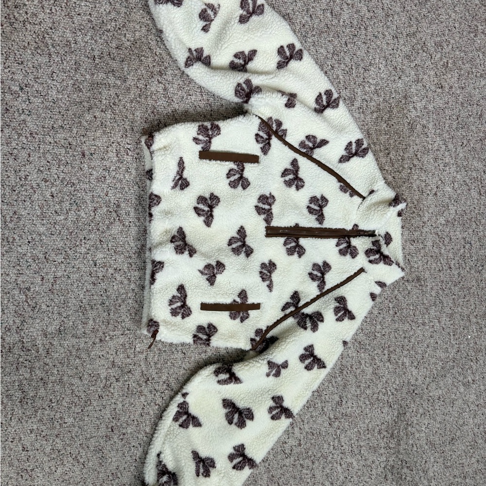 Cozy Cream and Brown Bow Sweater